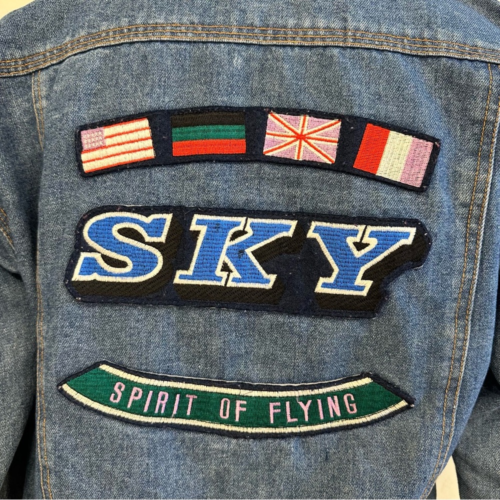 Vintage TG Women’s Denim Jacket Spirit For Flying Sky Size Large